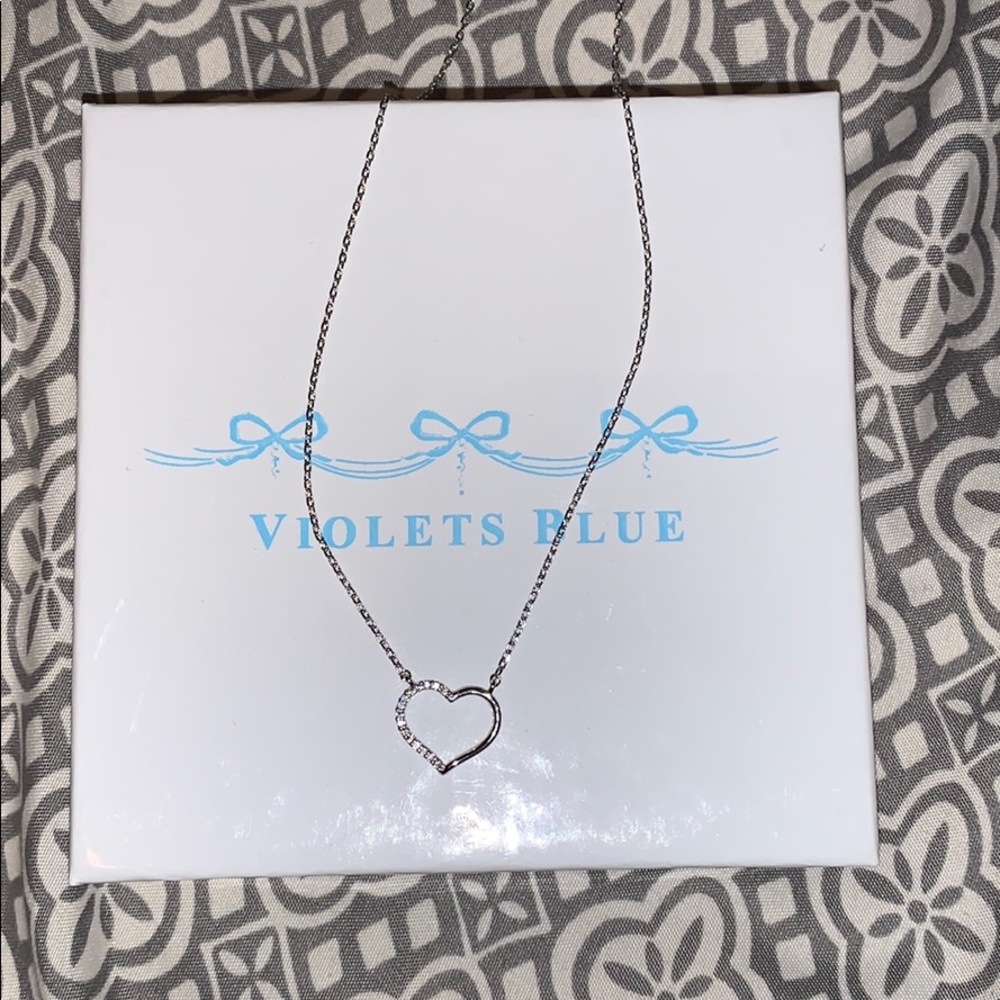 violets blue heart necklace